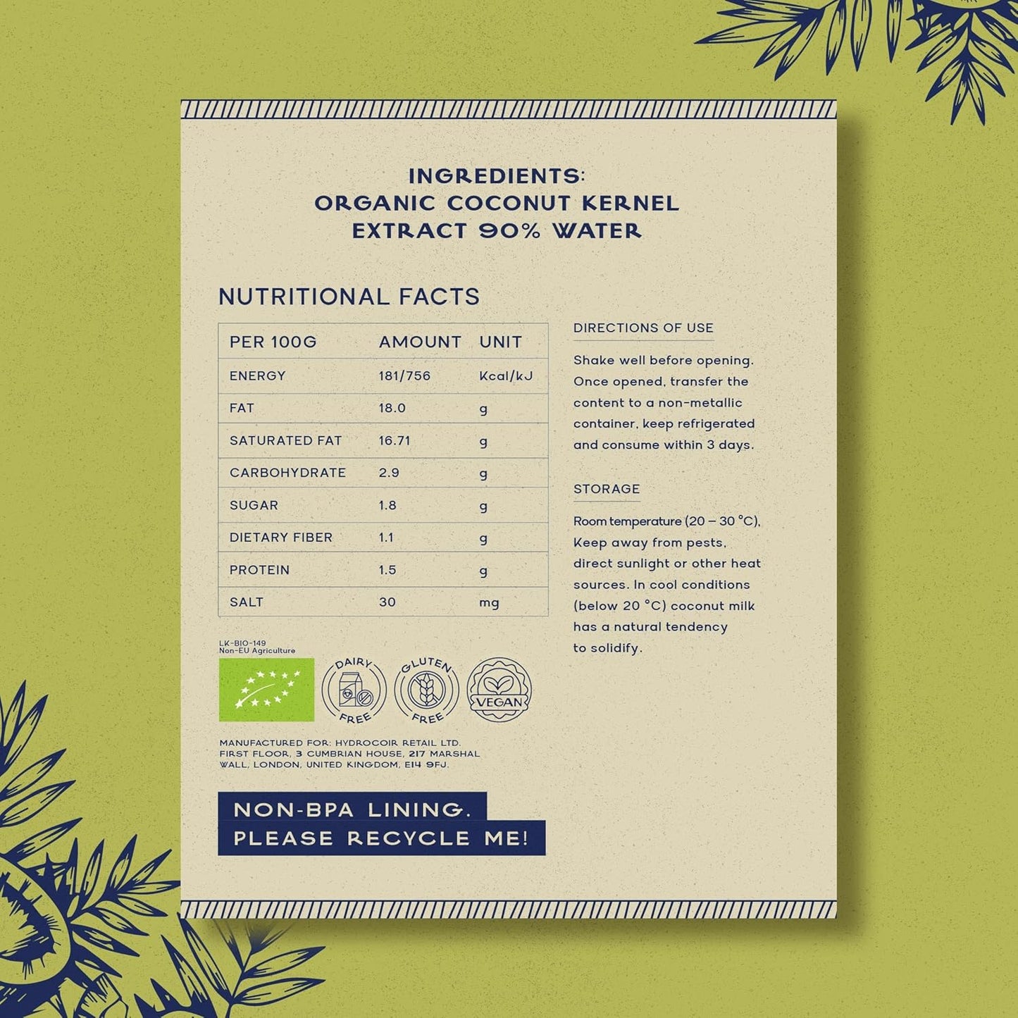 Husker's Organic Coconut Milk (400ml)